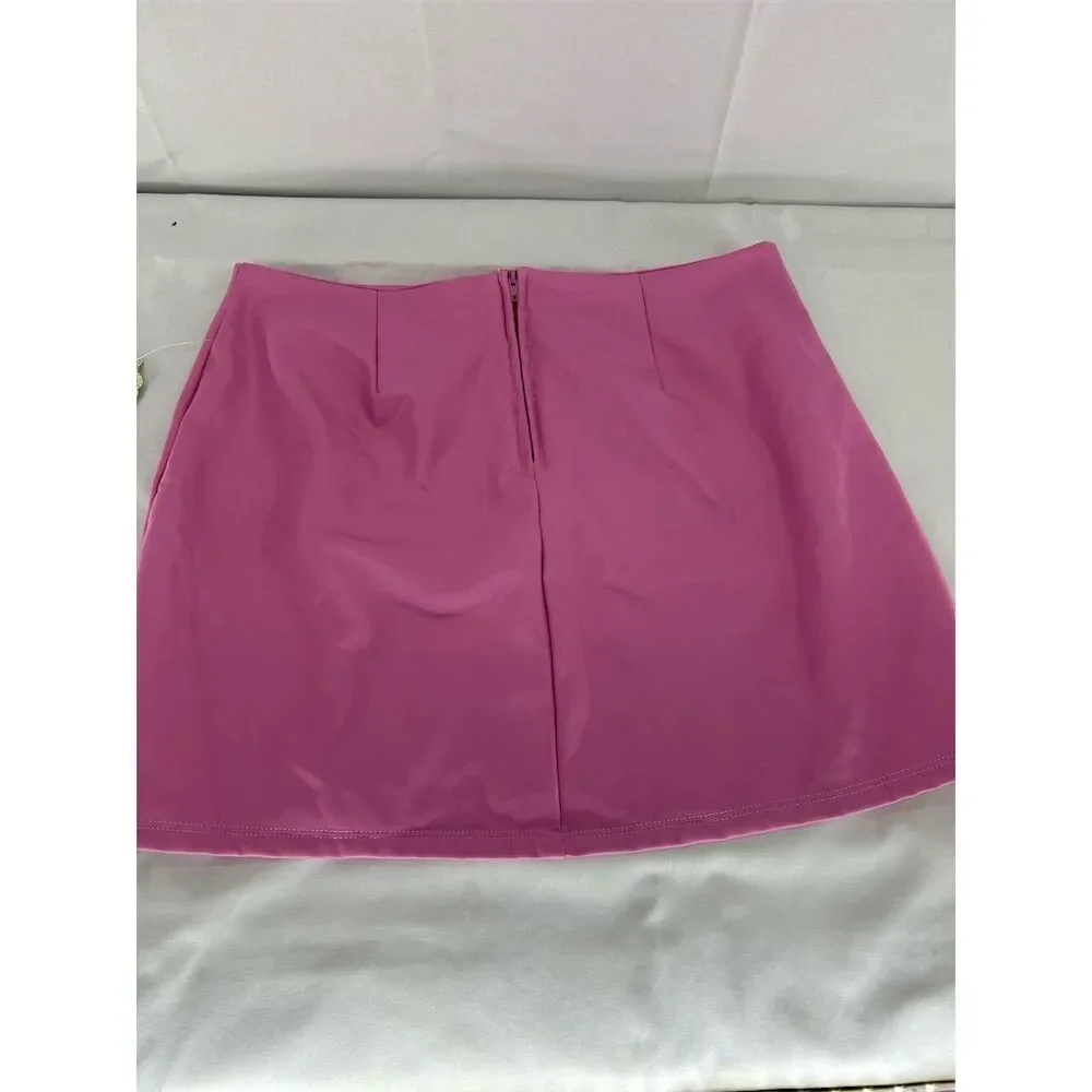 Altar’d State Women's Pink Mini Skirt Size Large Casual Vegan Leather Short NWT - Picture 7 of 9